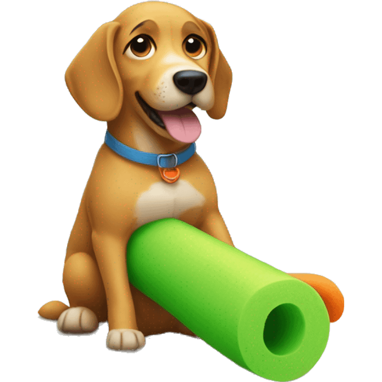 Dog with a pool noodle emoji