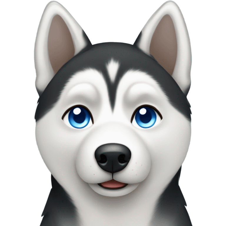 Black and white Husky with heterochromatic eyes blue and brown emoji