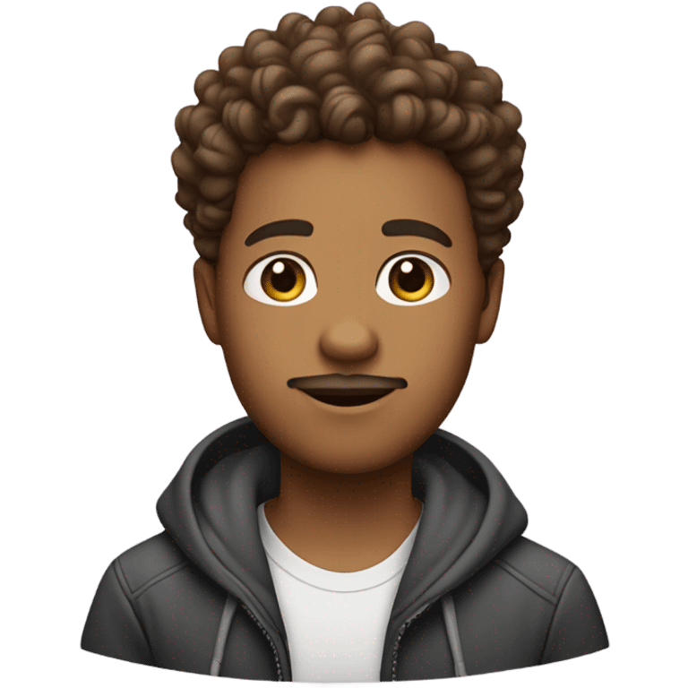 brown boy with curly hair taper fade and goatee  emoji