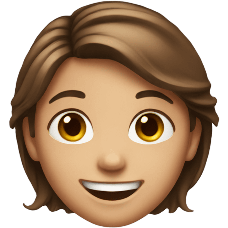 grinning girl with brown hair emoji