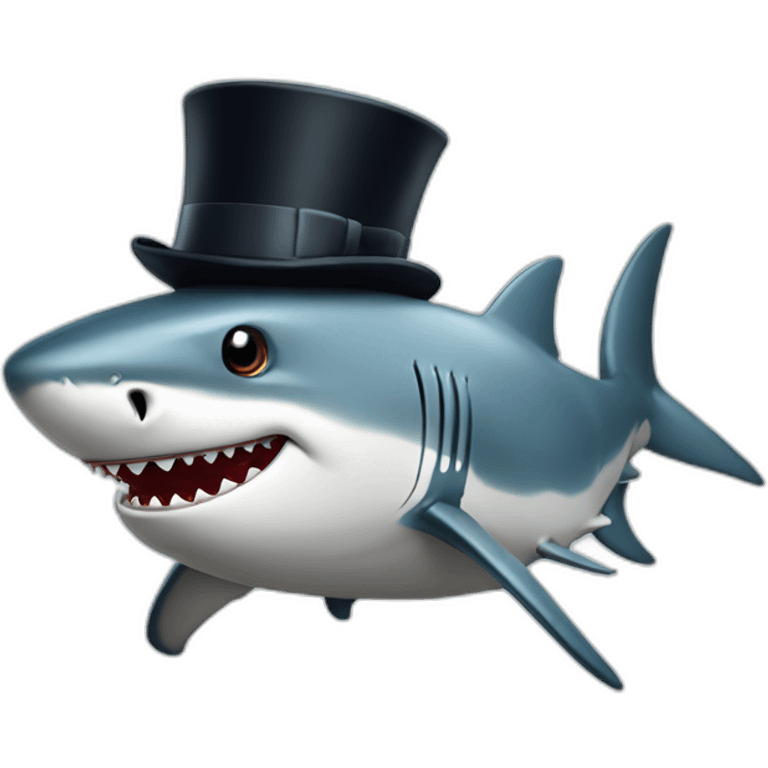 Shark with a top hat emoji