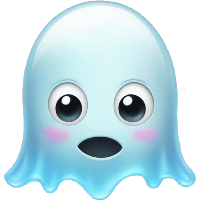 A little ghost a bubble that says  Bye   emoji