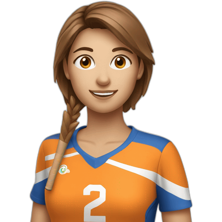 Dutch female field hockey player with brown hair emoji