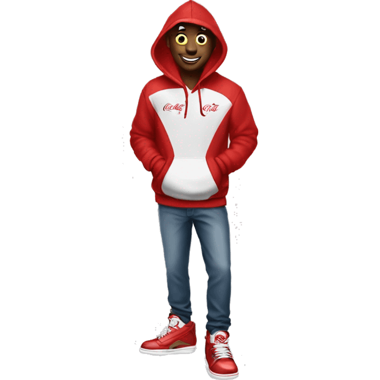 Coca cola wearing hoodie with jordan shoes emoji