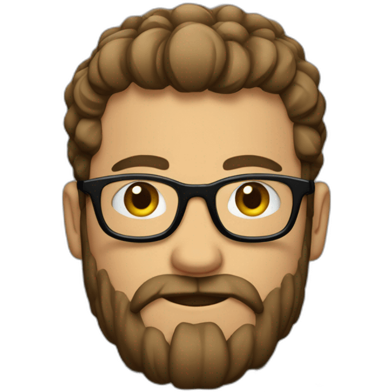 Hombre gordo con pocas canas barba y gafas emoji