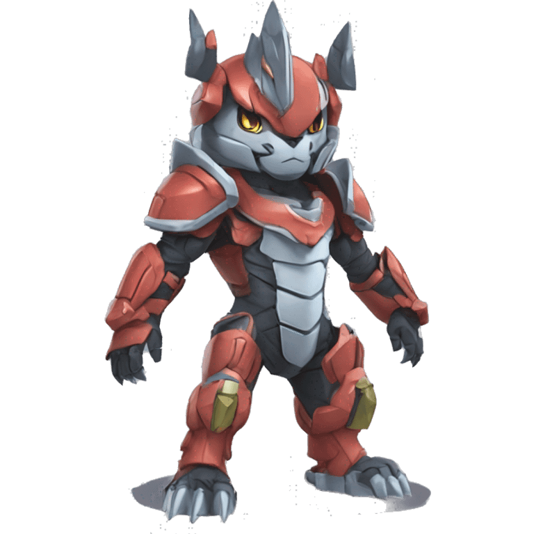 cute kawaii cool edgy armored Digimon-Fakemon-animal full body emoji