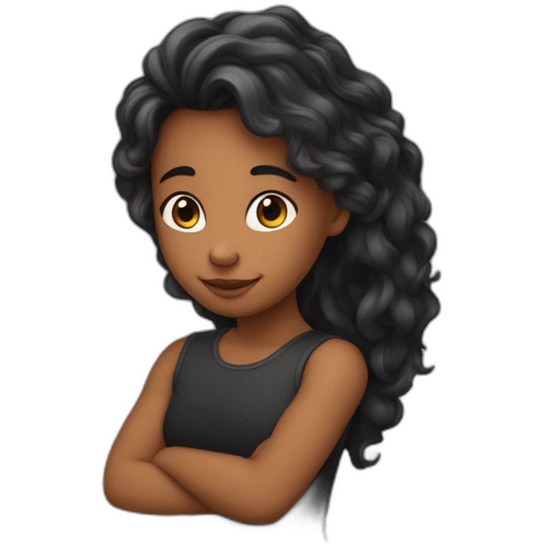 une fille avec des cheuveux noires qui fait un calin a un garçon emoji