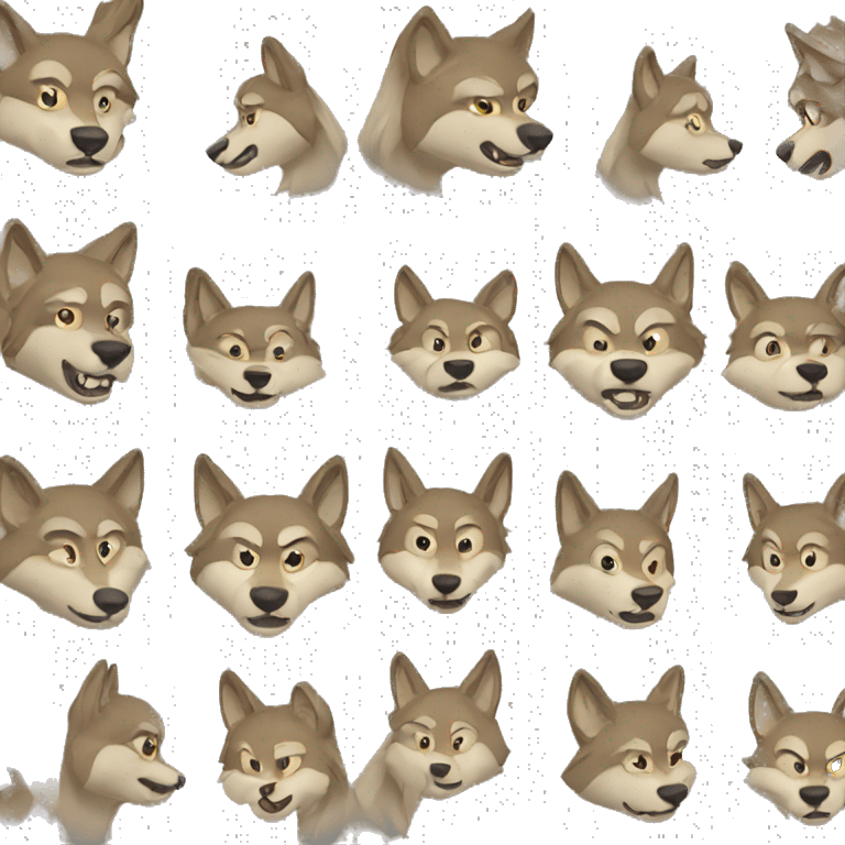 muscular wolf family emoji