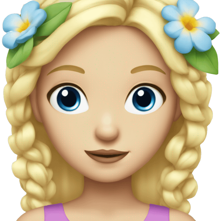 Blonde blue eyed girl with flower in hair emoji