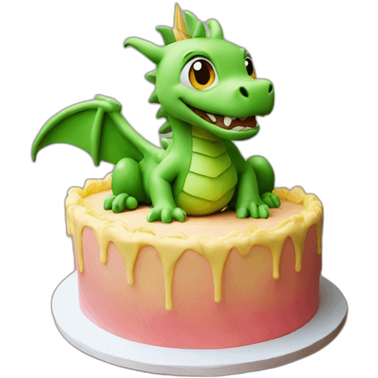 Dragon on birthday cake emoji