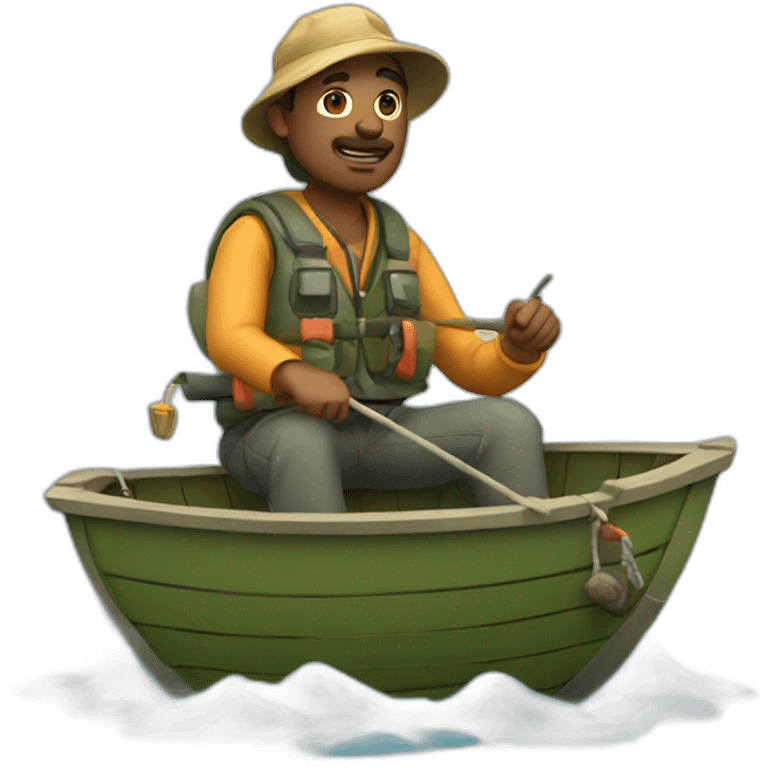 Fisherman in small boat emoji