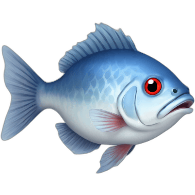 fish fugu breed, blue color with red eyes skuish emoji