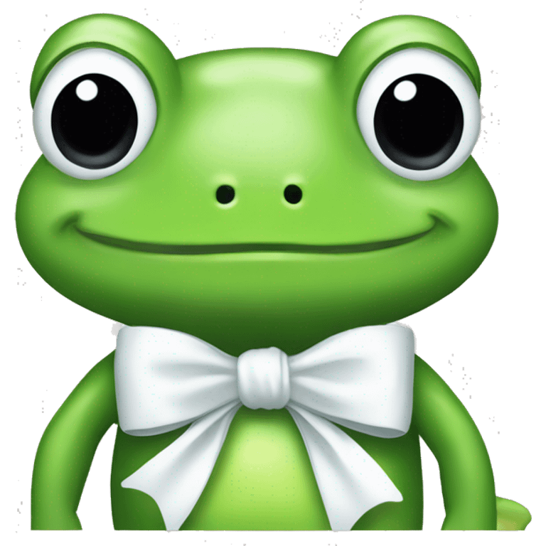 cute green frog white bow  emoji