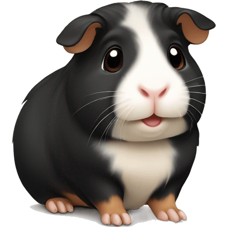 Cute cartoon happy black tan guinea pig emoji