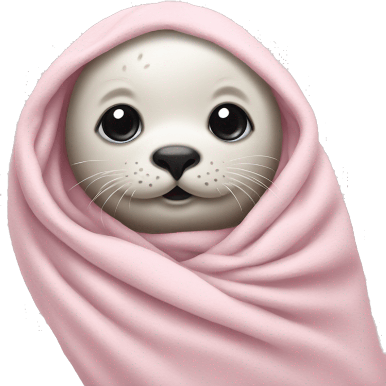 baby seal in light pink blanket emoji