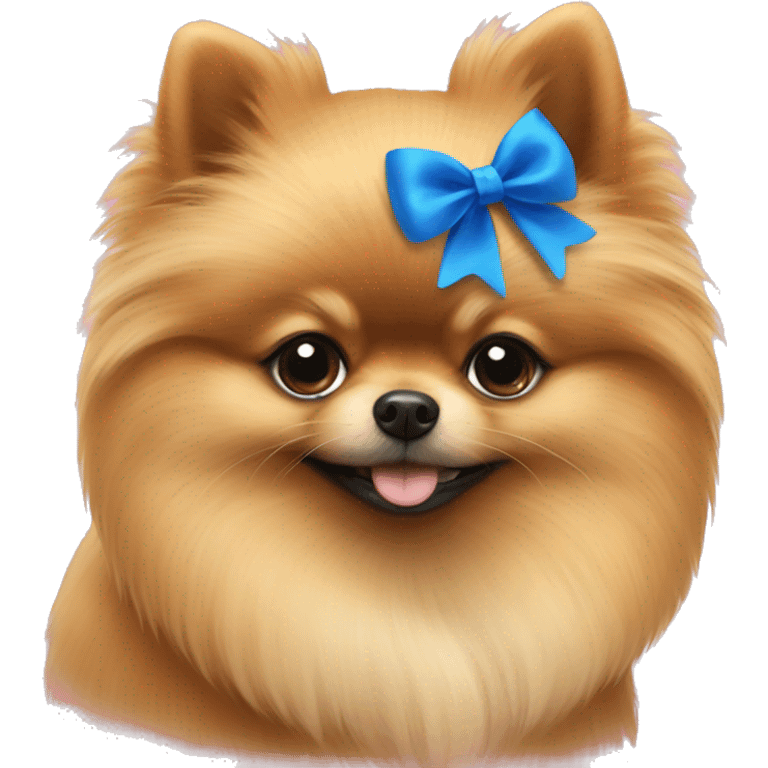 Pomeranian with a blue bow emoji