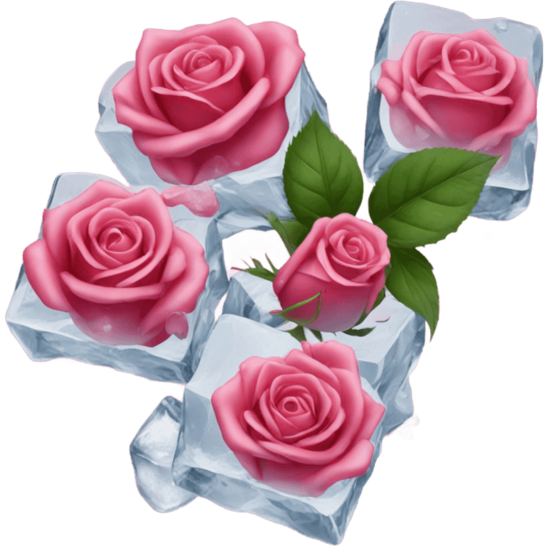 roses on ice cubes  emoji