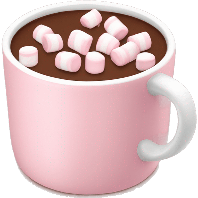 Light Pink mug of hot chocolate with marshmallows  emoji