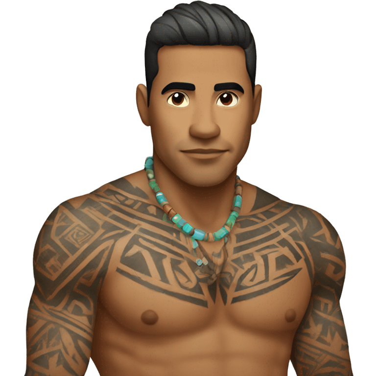 Hawaiian Polynesian male with tribal tattoo sleeve  emoji