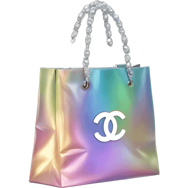 Iridescent Christmas Chanel shopping bag emoji