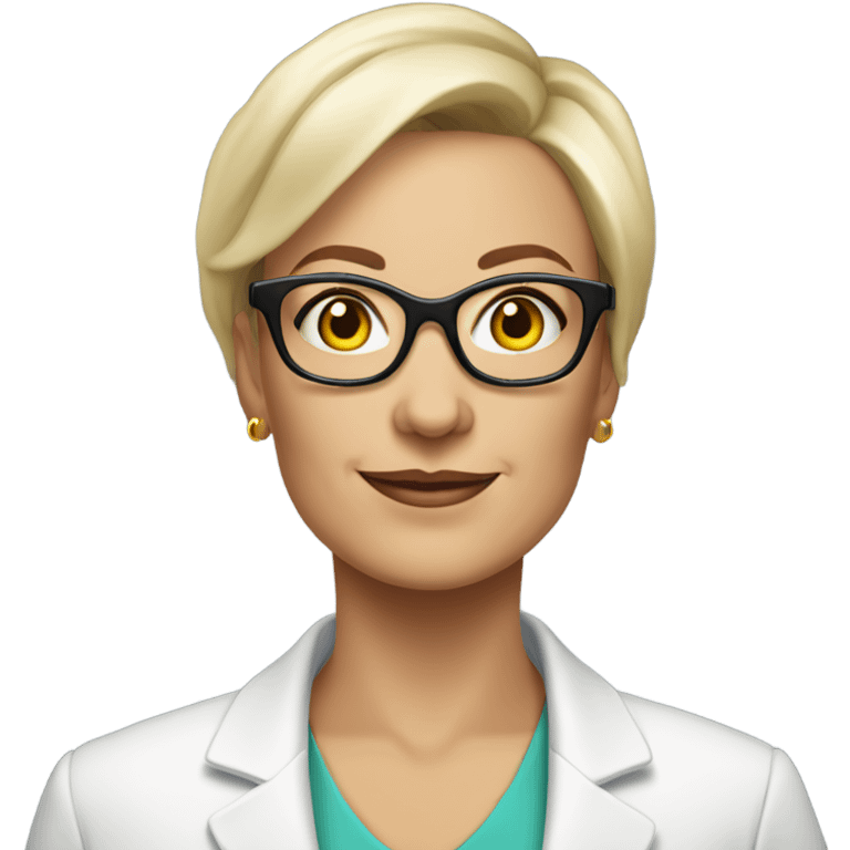 Middle aged white lesbian woman realtor with glasses and short hair emoji