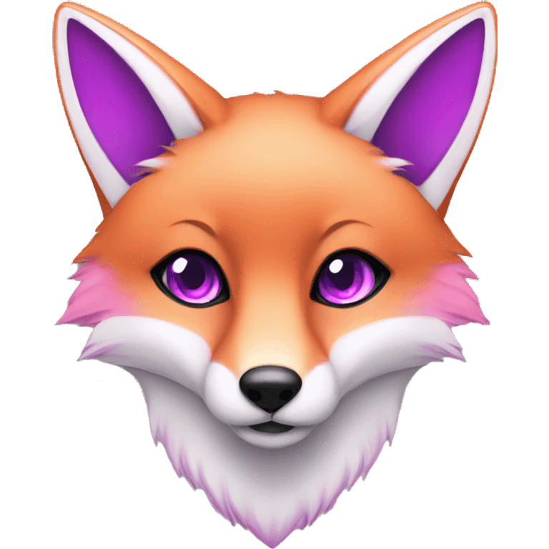 mint and pink fox with purple eyes emoji