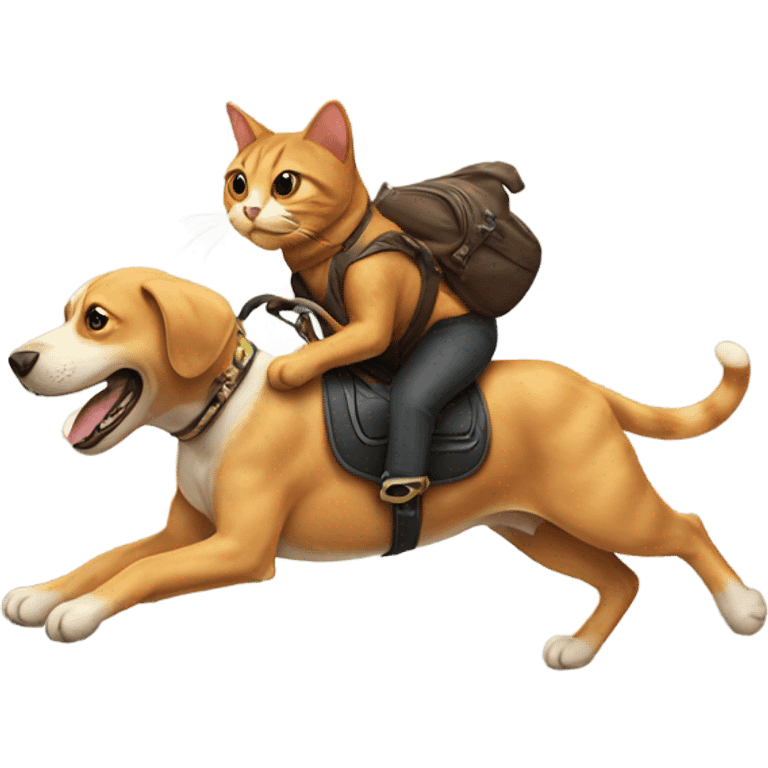 Cat riding a dog  emoji