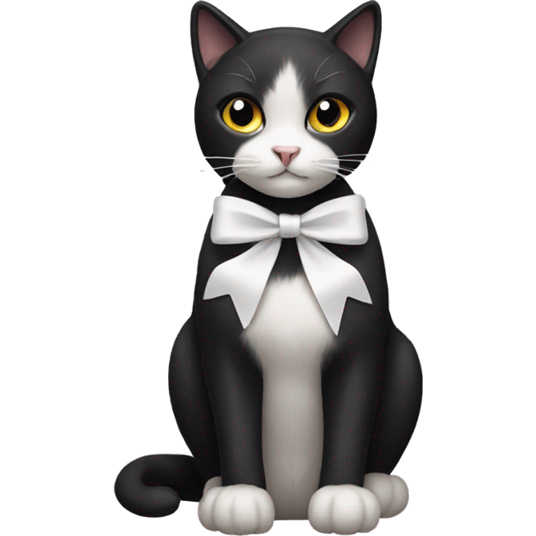 black cat with white bow emoji