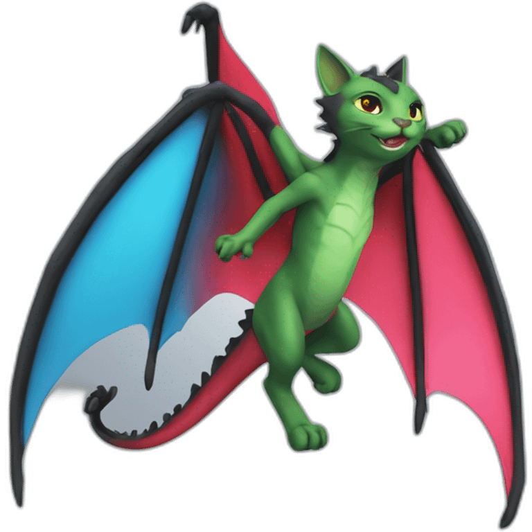 cat wings fly dragon shrek red black bleu green pink emoji