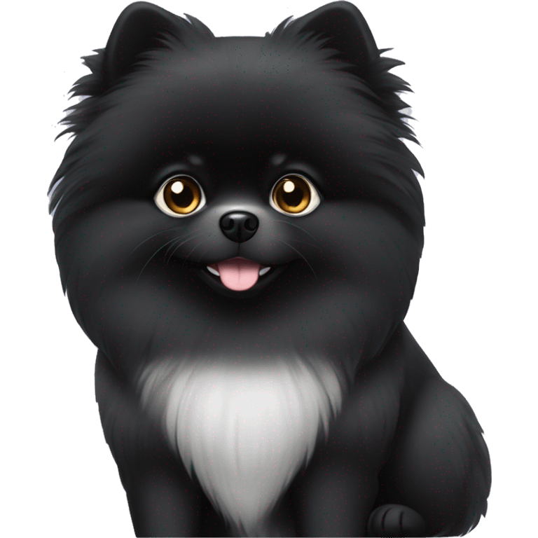 A black pomeranian with a white breast and white eyebrows emoji