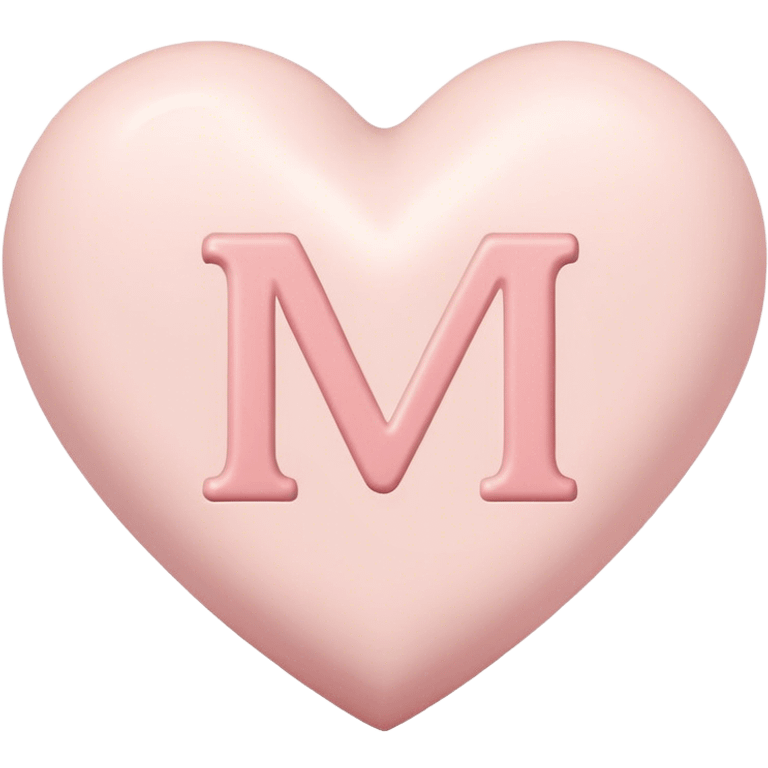 Pretty off white heart with an initial that says “M” in blush pink emoji