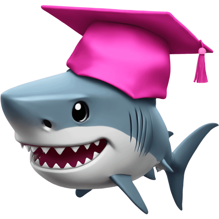 shark in a pink graduation hat emoji