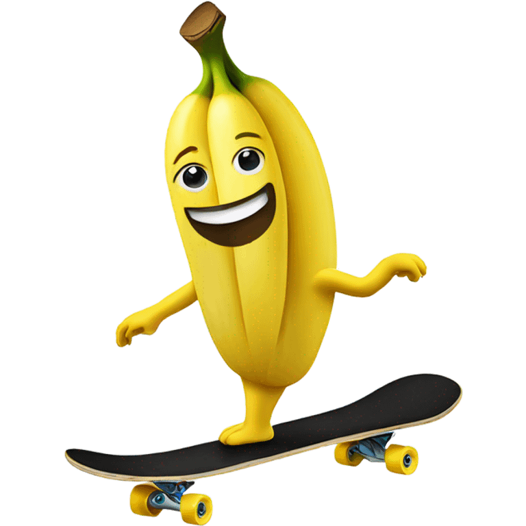 Banana doing a handstand on a skateboard emoji