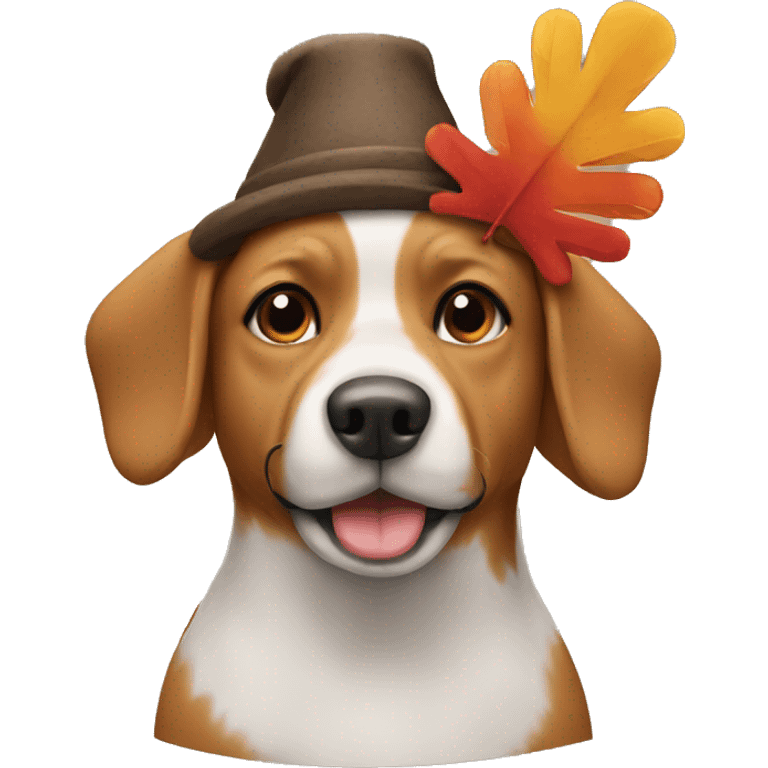 Creating emoji of a dog wearing a turkey hat emoji