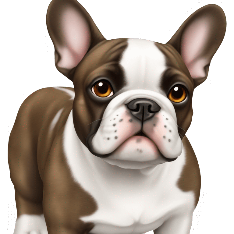 french bulldog white with brown spot on whole ear emoji