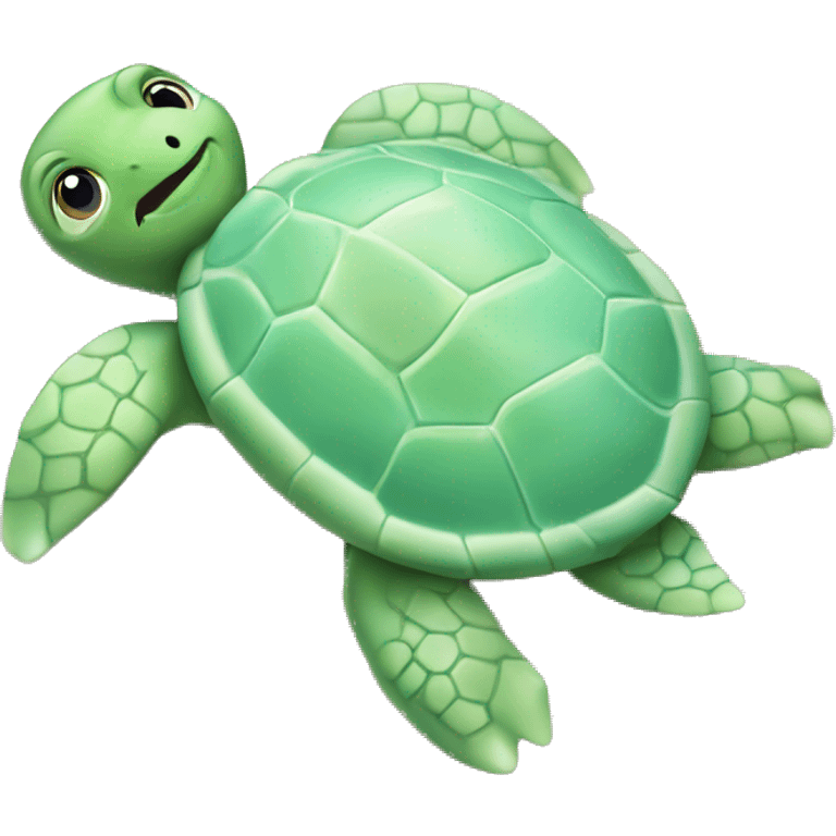 pastel green baby turtle on beach emoji