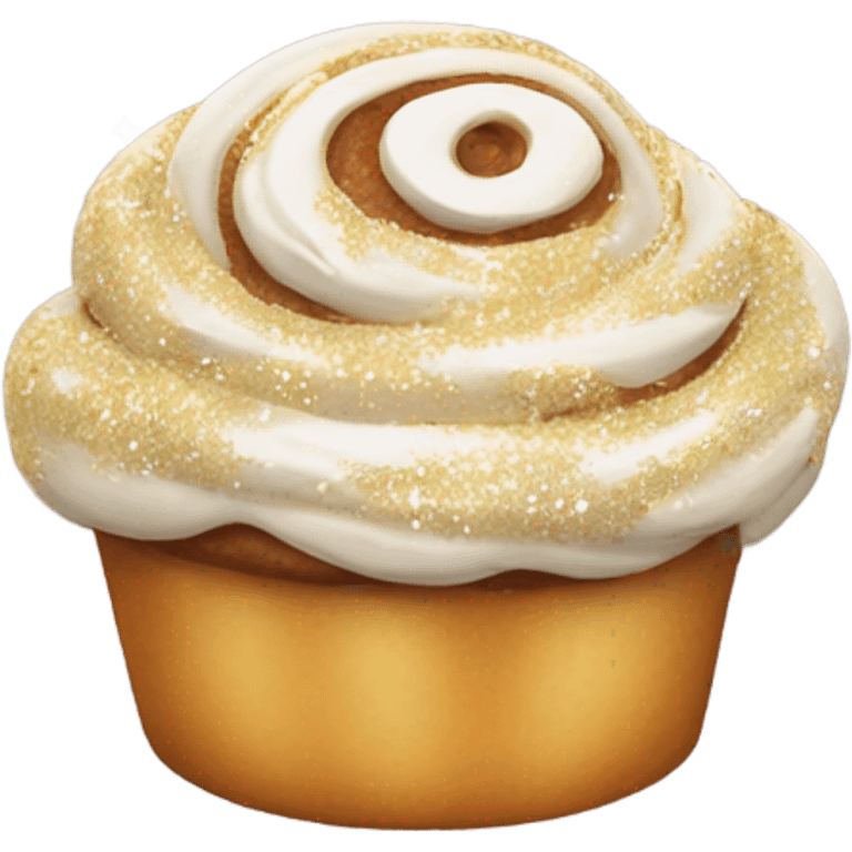 Cinnabon with buttercream and glitter emoji