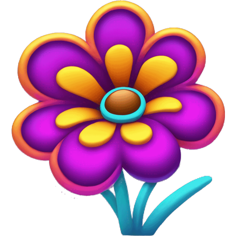 Groovy neon flower emoji