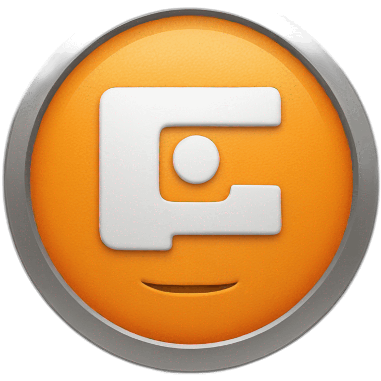 a coin in orange color with a e character in white emoji