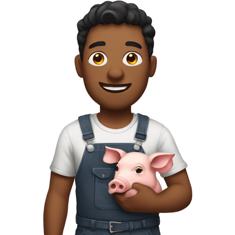 man holding a pig emoji