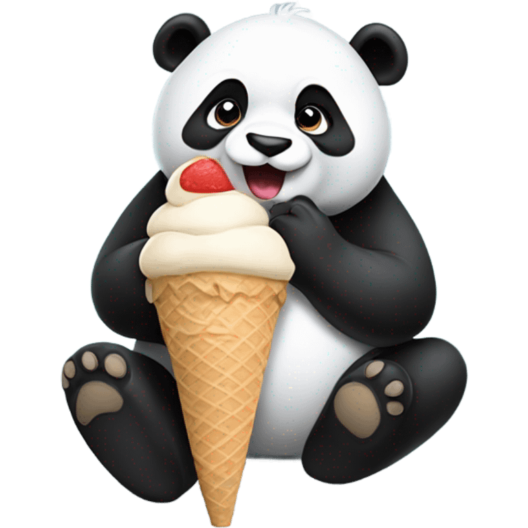 Panda eating ice cream emoji