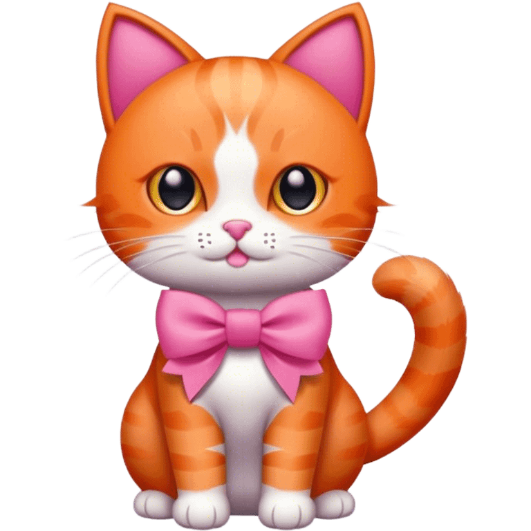 Orange cat with a pink bow emoji