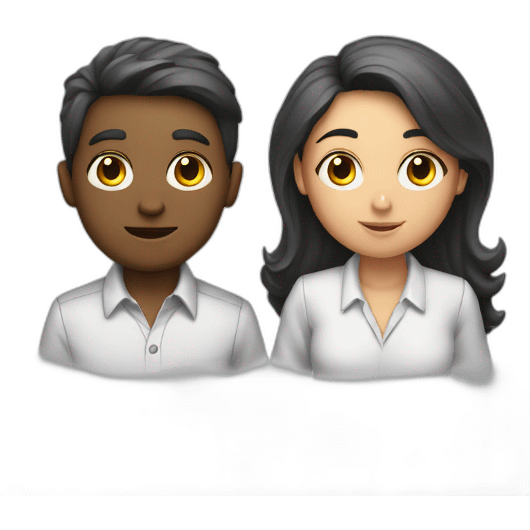 a boy and a girl with a large printer full of copies, both are exhausted emoji