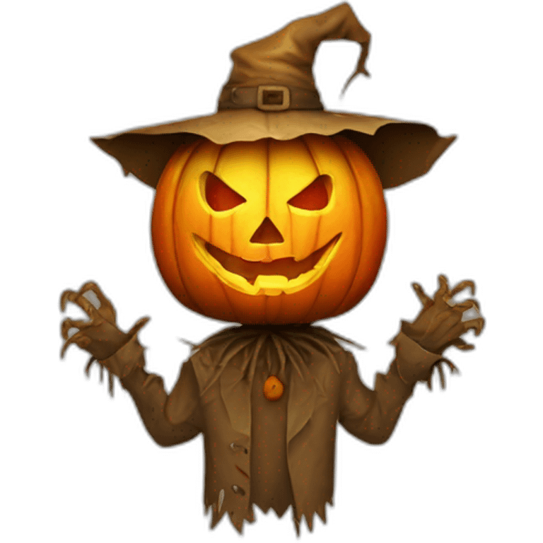 evil scarecrow with jack o lantern head dj emoji