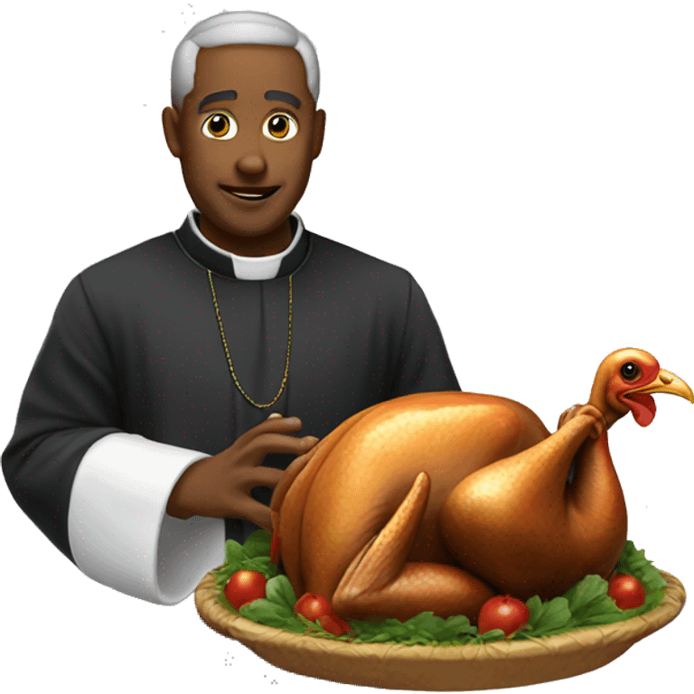 priest petting a turkey emoji