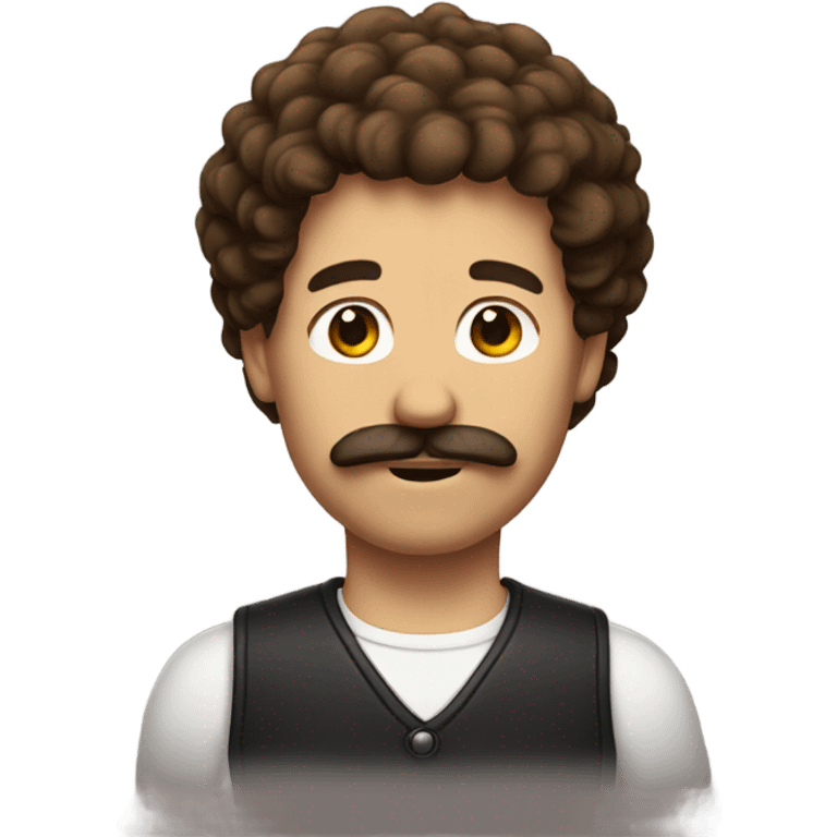 man with fluffy brown hair and mustache emoji