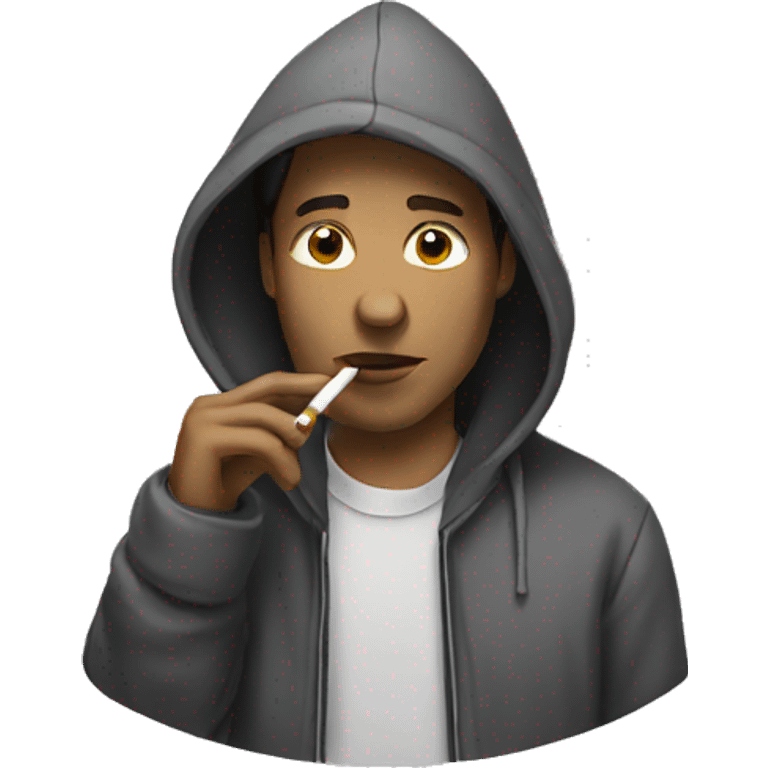 Hood white man smoking with flow emoji