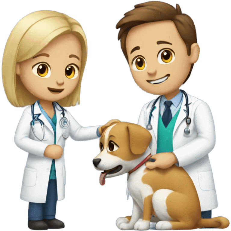 doctor cat treating a dog patient emoji