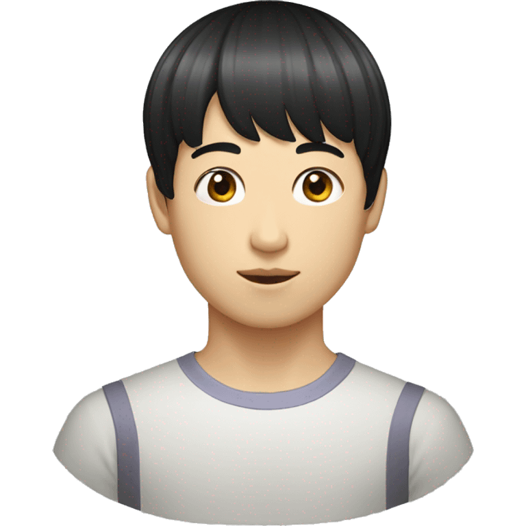 korean male mid 30s bowl cut black hair emoji