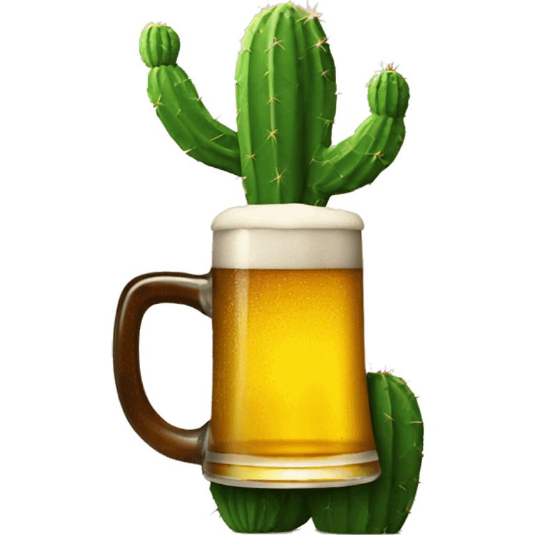 A cactus drinking a beer emoji